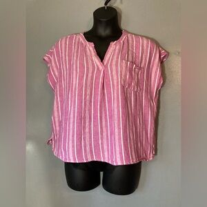 Coastal Comfort Pink Striped Women's Blouse